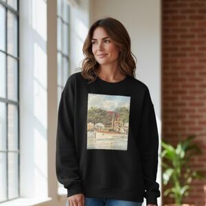 Custom Upcycled Sweatshirt, Watercolor Theme, Large, Black